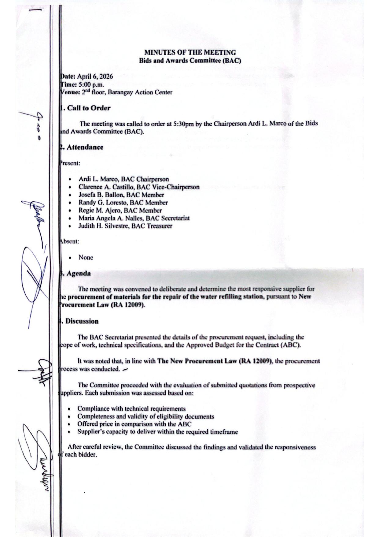 LIST OF NOTICES AND AWARD