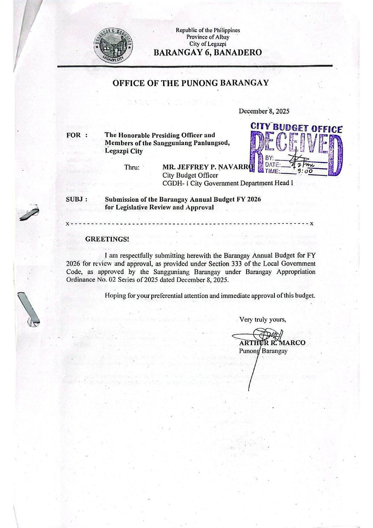 BARANGAY BUDGET